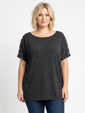 Always Indigo plus size 1X grey cozy top
